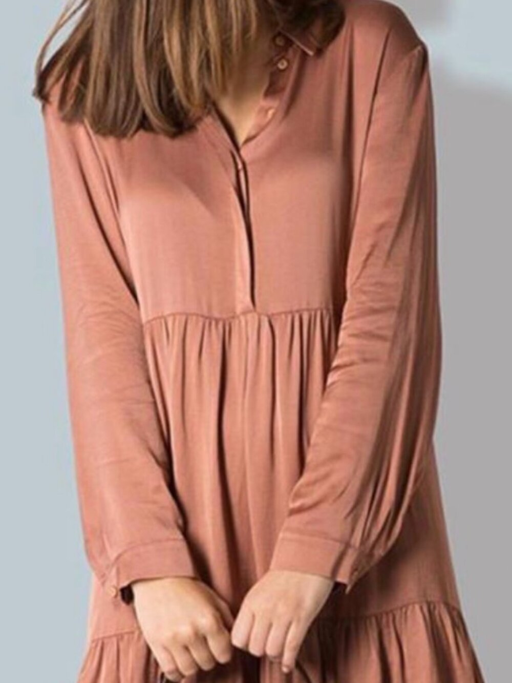 Zara Brown Ruffle Dress with buttons